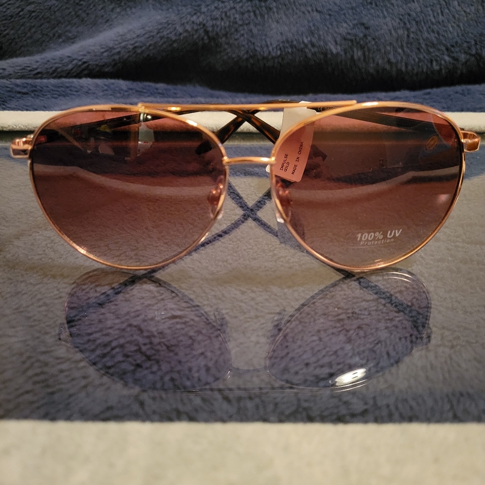 Aviator sunglasses Impulse Gold, 100%UV protection NWOT
